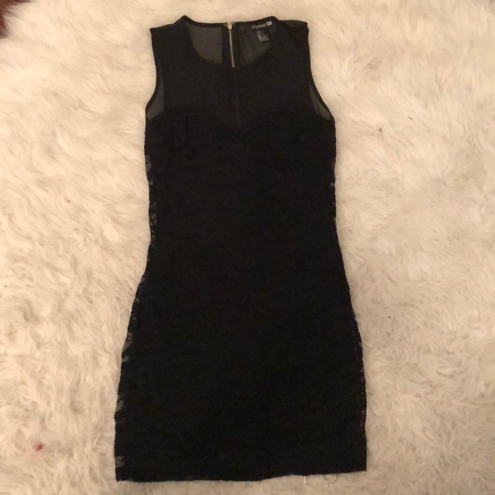 Black lace and sheer dress